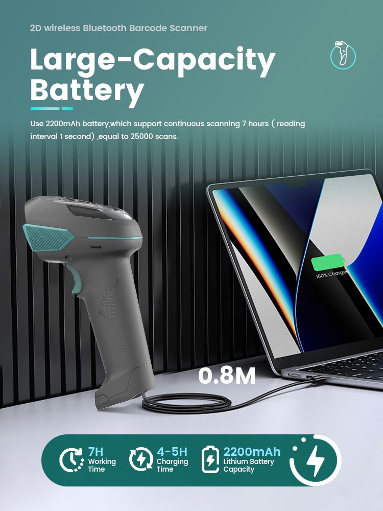 large capacity battery barcode scanner